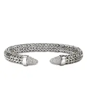 John Hardy Sterling Silver Spear Diamond Pave Flex Cuff Bracelet