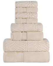 Superior Zero Twist Cotton Elegant Chevron Soft Absorbent 8pc Assorted Towel Set