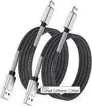 Jeneek 3M Lightning to USB A Charging Cable (2 Pack), Compatible with iPhone 14/13/12/iPad, 8 Pin, Fast Charge, Durable, 12 Month Warranty