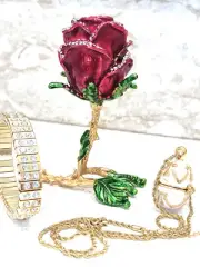 7ct Swarovski Diamond Faberge egg Trinket SET gift for Mother 24k GOLD HANDMADE