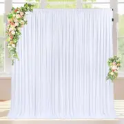 White Backdrop Curtain 5.3ft x 10ft 2 Panels Polyester for Wedding Party De