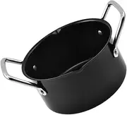 TOYANDONA 1Pc Outdoor BBQ Saucepan Uncoated Cooking Pot with Handle for Stewing Durable Carbon Steel for Camping and Home Use