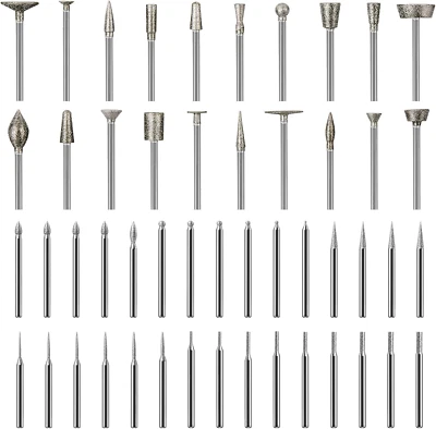 Stone Carving Set Diamond Burr Bits Compatible with Dremel, 50PCS Polishing Kits