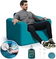 Aerogogo Inflatable Couch Self Inflatable Sofa, Air Couch with Built-in Air Pump Rechargeable, 4kPa High-Pressure & Durable Blow up Couch Camping Couch for Picnic Beach Home (Armchair)