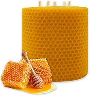 LAMARE Natural Honey Bee Candle 5 Wicks 100% Pure Beeswax (10cm Length - 11cm Diameter) - Paraffin Free - 100% Handmade and Natural