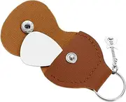SG Store Guitar Pick Leather Case Keychain Leather Cover Guitar Pick Keychain Leather Holder Stainless Steel Guitar Pick for Keychain Necklace Charm Bracelet