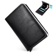 ID Credit Card Holder Wallet Mens RFID Blocking Protected Card Holder Case Slim PU Leather Wallets Mini Small Money Wall