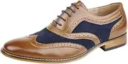 [Goor] Boys Tan/Navy Leather Lined Lace Up Smart Brogues Shoes Size