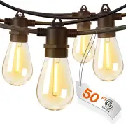 50FT LED Outdoor String Lights with Edison Shatterproof Bulbs