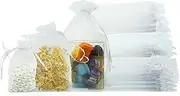 150 Pcs White Organza Bags - 4 x 6 Inch, 7 x 9 Inch, 8 x 12 Inch Large Mesh Gift Bags With Drawstring (White)