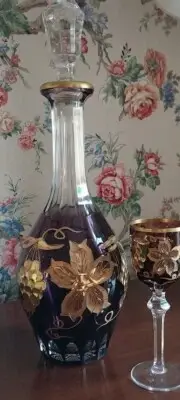 Tharaud Designs One of a Kind Amethyst Cut-to-Clear Decanter with Cordial