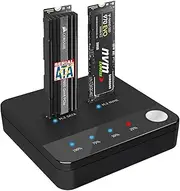 NVMe/SATA M.2 Duplicator Dual-Bay Offline Clone, USB C to NVME/SATA Docking Station for M2 SSD and NVMe PCIe Size
