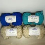 Vintage Braided Elegance Cord 6mm 100 Yds Lot of 4 Macrame Crafts Blue Teal Tan