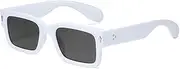 [GOBIGER] Square Trendy Sunglasses for Women Men Chunky Fashion Rectangle Eyewear Designer Shades, White/Grey, Normal