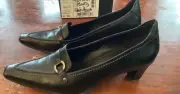 Ecco Pointy Sleek Black Leather Pumps Sz 36 unworn with box