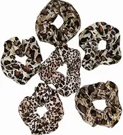TUICARE 6 PCS Hair Scrunchies for Women - Leopard & Cheetah Print, Velvet, Large, 3 Styles, Hair Ties for Thick Hair, Hair Accessories, 6 Count