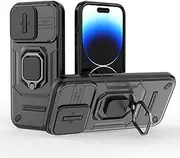 Protective Case Compatible with iPhone 14 Pro Phone Case Slim Case Kickstand Phone Case PC & TPU Phone Case Cover Push Window Phone Case Case Shell Cover (Color : Black)