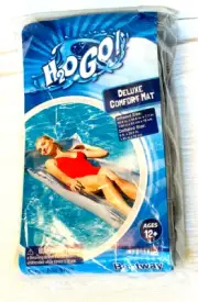 Bestway H2O Go! Deluxe Inflatable Grey Air Mat Pool Float 64"x24"x7" - New