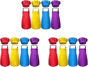 Binxind 24-Piece Children's Apron and Chef Hat Set, Adjustable, with 2-Pocket Kitchen Apron Apron