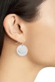 Halogen Hammered Metal Double Disc Earrings Silver