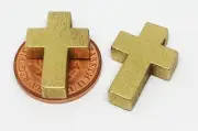 Dolls House Wooden Cross Pair Church Accessory Tumdee 1:12 Scale Miniature Gold