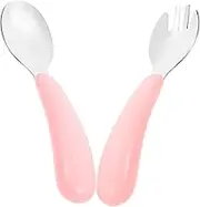 CRILSTYLEO Boys and Girls Fork Spoon Set Toddler Utensil Kit Training Spoon Sleek Design Comfortable Grip for Infants