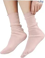 [SHERCHPRY] Over Knee Thigh High Sheer Silk Leggings for Women Fashionable Light Pink Net Yarn Slouch Stockings Elegant and Comfortable for Everyday Wear