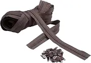 IPEA Zipper Measures 5# Continuous Chain - 10 Meters - Nylon Rope + 25 Sliders Included - Zip - Cut for Sewing, 3 Colours to Choose, Brown, Width 30 mm