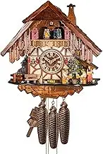 Engstler Cuckoo Clock Black Forest House with Moving Beer Drinker and Woman