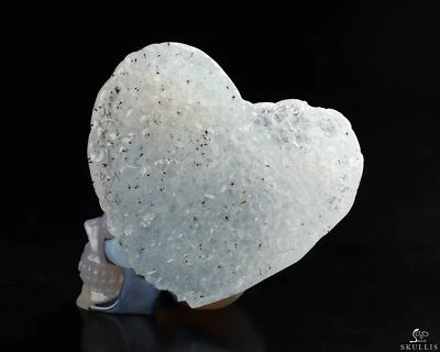 2.7" Agate Amethyst Druse Hand Carved Crystal Skull Fine Art Sculpture, Healing