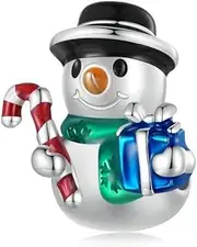 [DOYIS] Christmas Snowman Charms for Pandora Bracelet,925 Sterling Silver Enamel Charm Bead-Women Girls Jewelry Gift