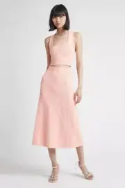 BNWT AJE Women's Frey Knit Midi Skirt in Nude Pink Size XS RRP $255