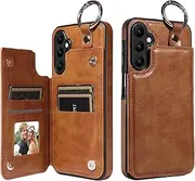 Phone Protection Phone Protective Case Compatible with Samsung Galaxy A24 4G/A25 5G Wallet Case with PU Leather Card Pockets Back Cover with Ring, Double Magnetic Clasp and Shockproof Cover phone acce