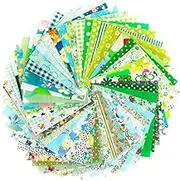 50pcs 10 * 10cm Different Pattern Patchwork Fabric Craft Printed Cotton Material Mixed Squares Bundle Quilting Scrapbooking Sewing Artcraft DIY Fabric Green Series