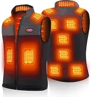 [JOYTEK] Heated Vest for Mens Double Switch with 11 Heating Zones, Lightweight Heated Jacket with USB Charging Keep Warm Function for Outdoor(No Battery)