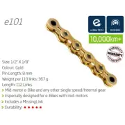 KMC E101 (Singlespeed E-Bike Chain) — 1/8" x 112 Links / Gold — AUS STOCK — Bike