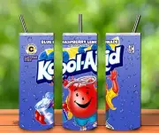 KOOL-AID BLUE RASPBERRY LEMONADE 20oz Skinny Insulated Custom Tumbler Lid Straw