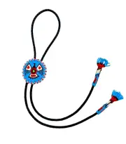 Handmade beaded Cyan Blue Thunderbird Beaded Bolo Tie