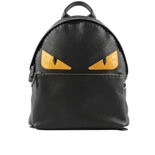 FENDI Bag Bugs 鱷魚皮怪獸眼睛牛皮後背包(黑色)_展示品 FVZ012 6E3 F0H95