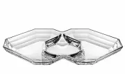 Barski European Glass - Three Sectional Serving/Relish Dish -12.7"L x 8.6"W