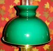 10" Green Cased Glass Shade for old antique kerosene oil / electric student lamp