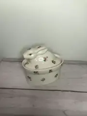 Grace’s Teaware Easter Bunny Dish Trinket Container and Lid Floral Butterflies