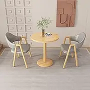 Double Modern Round Dining Table And Chairs, Space Saving Round Dining Table with 2 Chairs Small Round Dining Table For Dining Room, Living Room, Apartment, Office, Coffee Shop(Light Gray,60cm(23.6in)