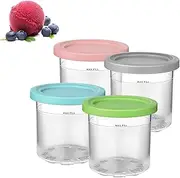 XUTONG Containers Replacement for Ninja Creami Pints and Lids 4 Pack,16oz Cups Compatible with NC299AM AndC300S Series Ice Cream Maker,16oz Family Size Deluxe Cups
