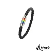 在飛比找momo購物網優惠-【A MARK】彩虹滴釉磁石釦個性鈦鋼編織手環(黑)