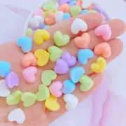 30pcs Mixed Color Charm Heart Resin Cabochon Flatback For Slime Nail Decorations
