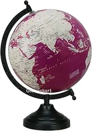 Educational/Antique Globe with Black Matt Arc and Base/World Globe/Home Decor/Office Decor/Gift Item / 8 inches (Mauve Cream)