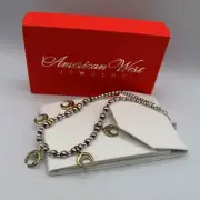 Carolyn Pollack American West Naja Necklace 925 Turquoise Silver Gold Clad Moons