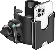 Beleeb 2-in-1 Stroller Cup Holder with Phone Holder, 360° Rotable Organizer for Pram, Bike, e-Bike, Scooter, Wheelchair, Walker, Compatible for Different Bodys of a Cup, Like Baby Bottle, Drinks