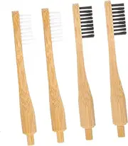 SHERCHPRY 4Pcs Wooden Toothbrush Replacement Heads for Travel Toothbrush Heads with Fine Bristles for Cleaning Suitable for Home and Outdoor Use